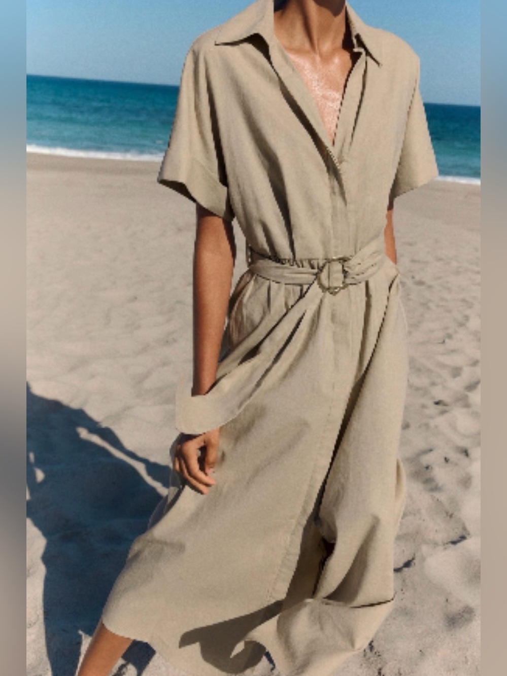 Zara Linen Blend Midi Dress